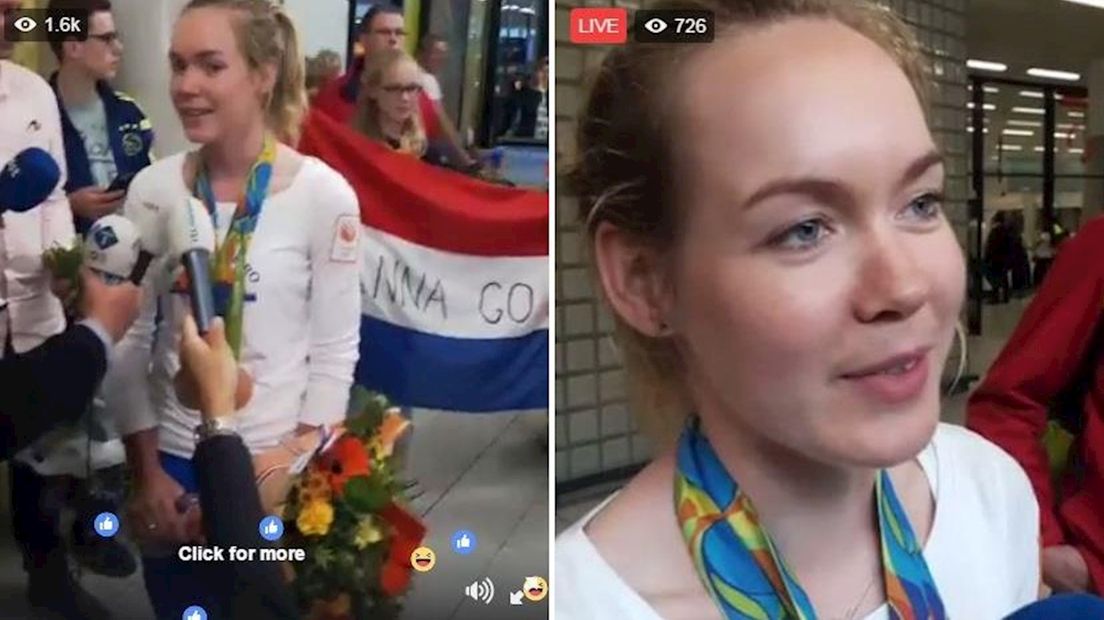 Anna van der Breggen na ontvangst in de livestream van RTV Oost op Facebook