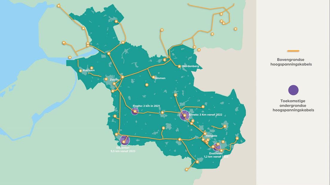 De bovengrondse hoogspanning in Overijssel