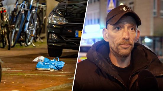 René schrikt zich wild als hij 's nachts een AH-tas opent bij de glasbak