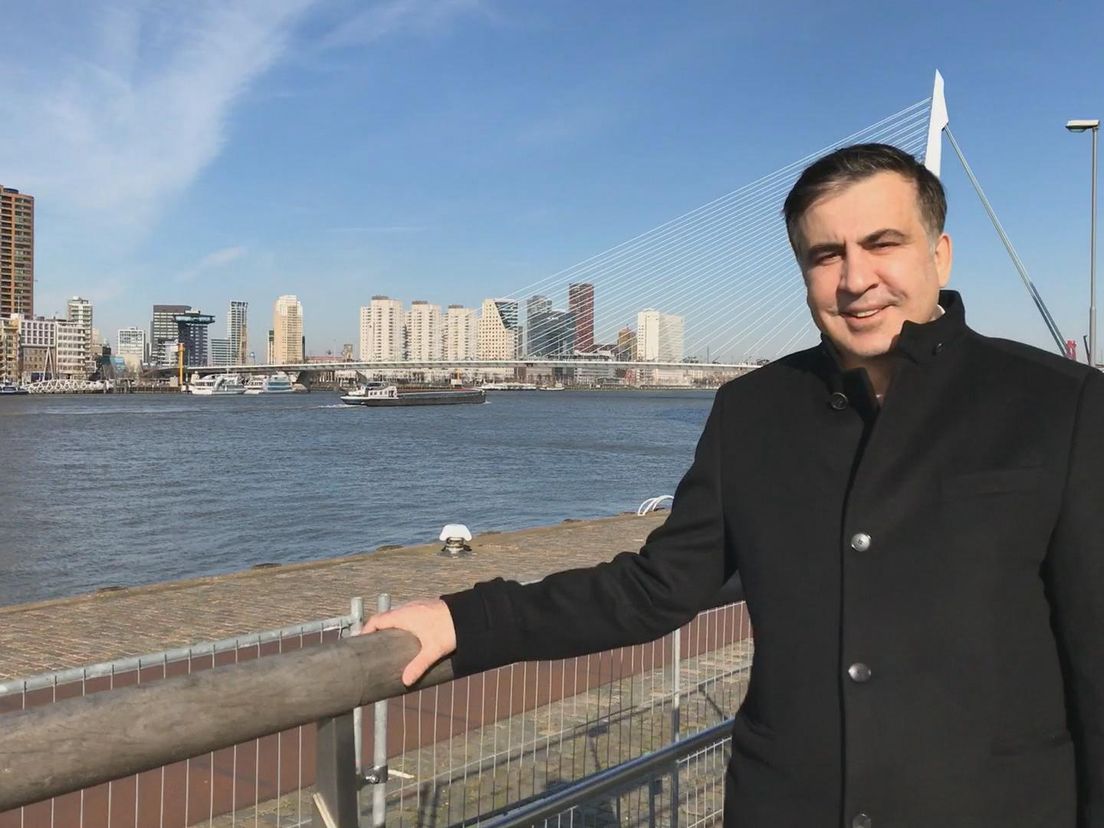 Michail Saakasjvili kwam woensdag aan in Nederland