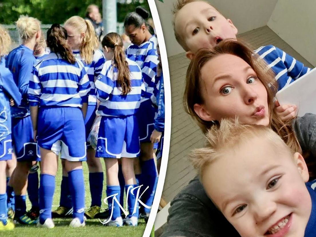 Nikki op het voetbalveld en met haar kinderen