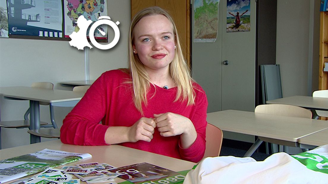 In de nieuwsminuut onder meer aandacht voor jonge kandidaat-raadsleden zoals Erinn Vroom (Rechten: RTV Drenthe)
