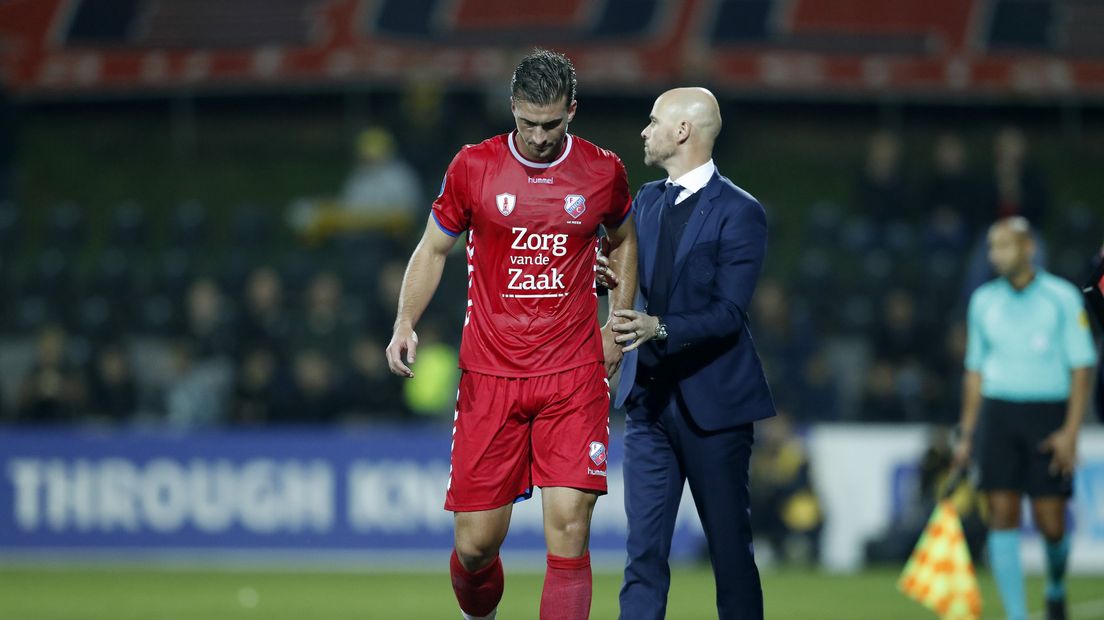 Robin van der Meer samen met Erik ten Hag in zijn tijd bij FC Utrecht