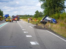 N34 dicht na ongeluk met vrachtwagen