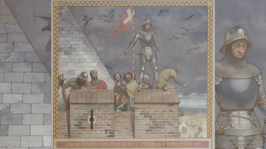 Jan van Schaffelaar staat op het punt om van de kerktoren af te springen