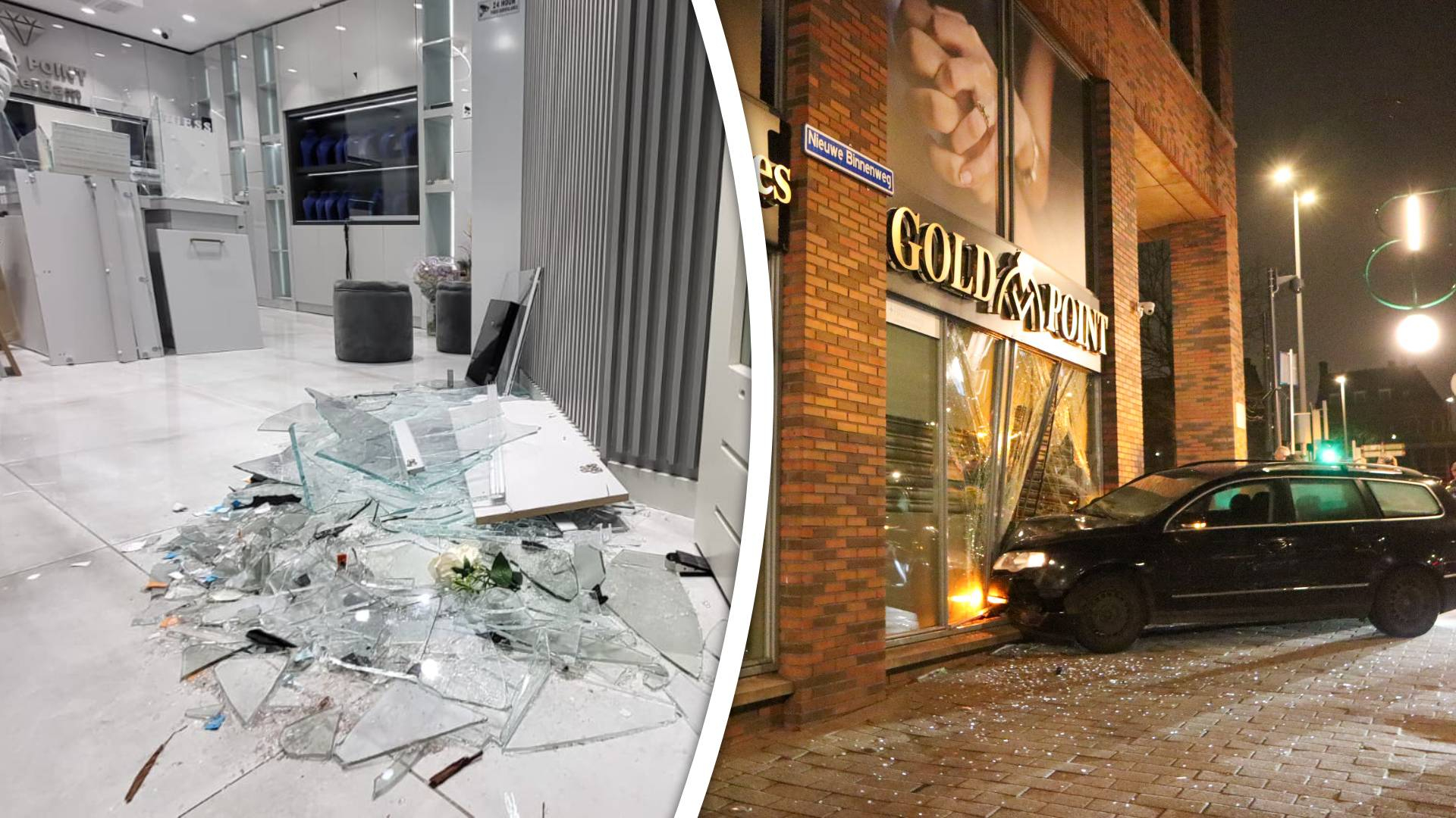 De ravage in de winkel is groot na de ramkraak