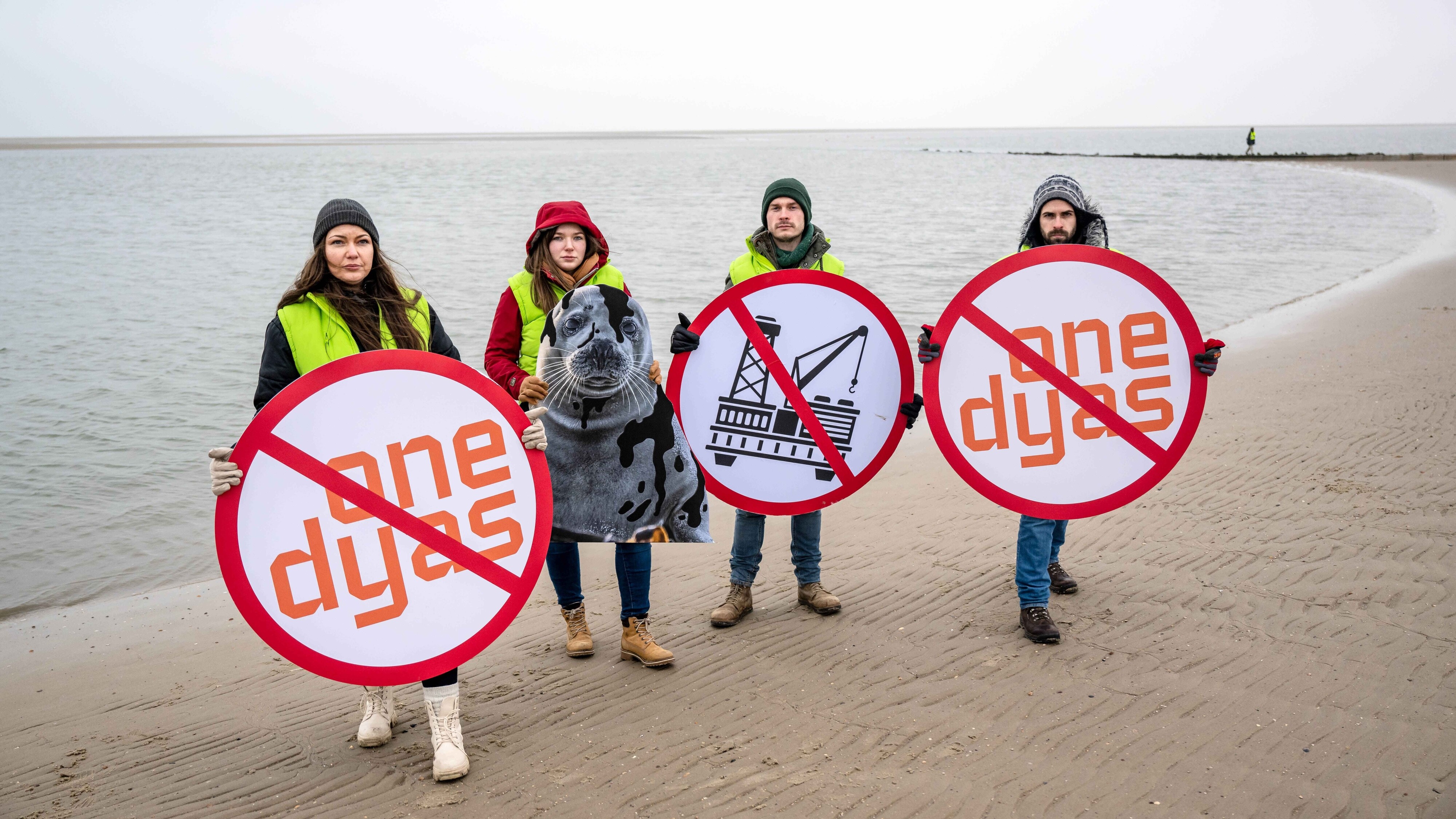 Protest op it Dútske eilân Borkum tsjin de plannen fan ONE-Dyas