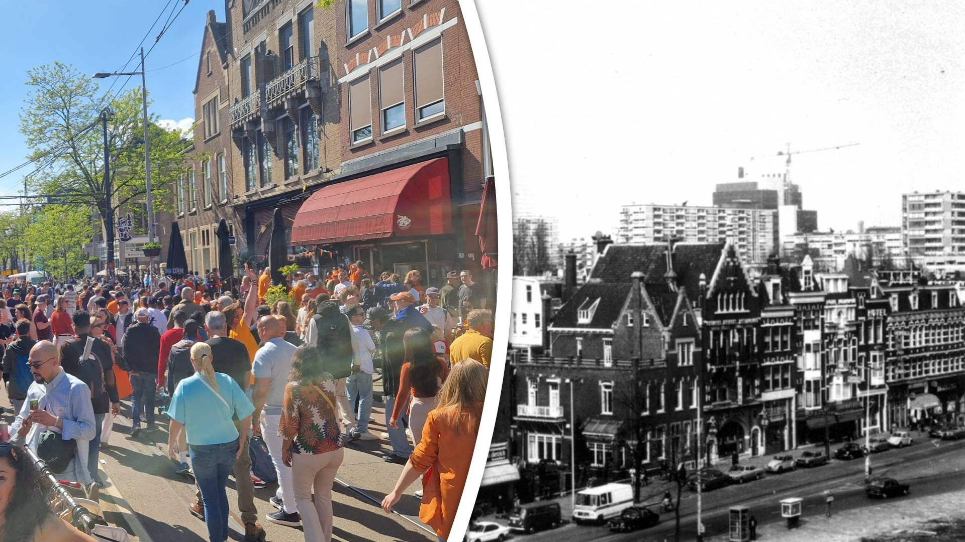 Aan de gebouwen is in 50 jaar tijd weinig veranderd op de Nieuwe Binnenweg