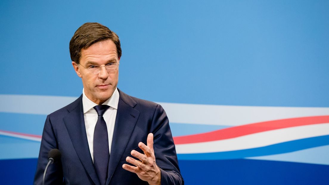 Premier Mark Rutte tijdens de wekelijkse persconferentie