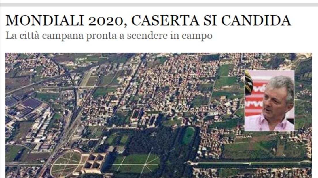 Ook het Italiaanse Caserta mengt zich in strijd om WK Wielrennen 2020 (Rechten:  Tuttobiciweb.it)
