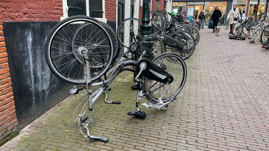 Omgekeerde fietsen in Leiden
