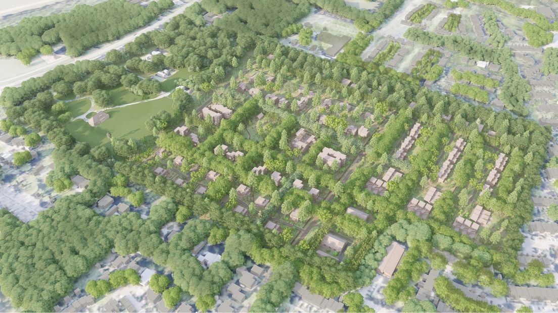 De nieuwbouwwijk in Soesterberg in vogelvlucht.