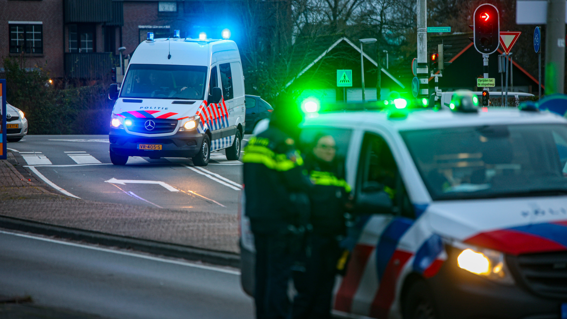 Politie bij de Schenkelse Dreef, op de dag van de aanrijding in januari 2024.