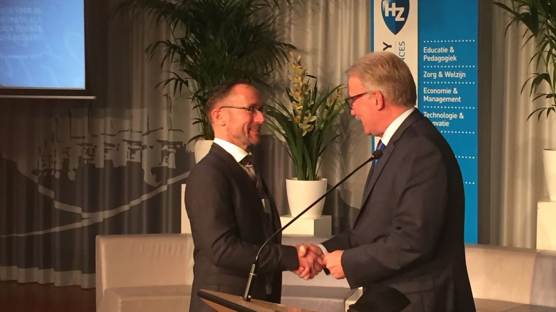 Mischa Beckers (l.) is de allereerste lector Datawetenschap aan de HZ in Vlissingen