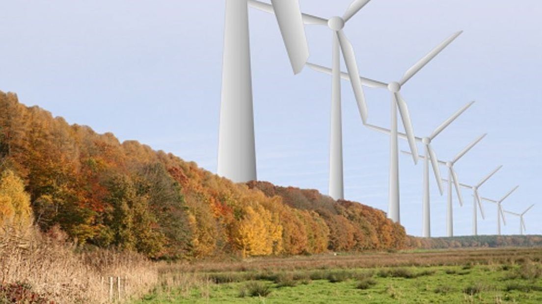 Illustratie van de windmolens van actiegroep Tegenwind.
