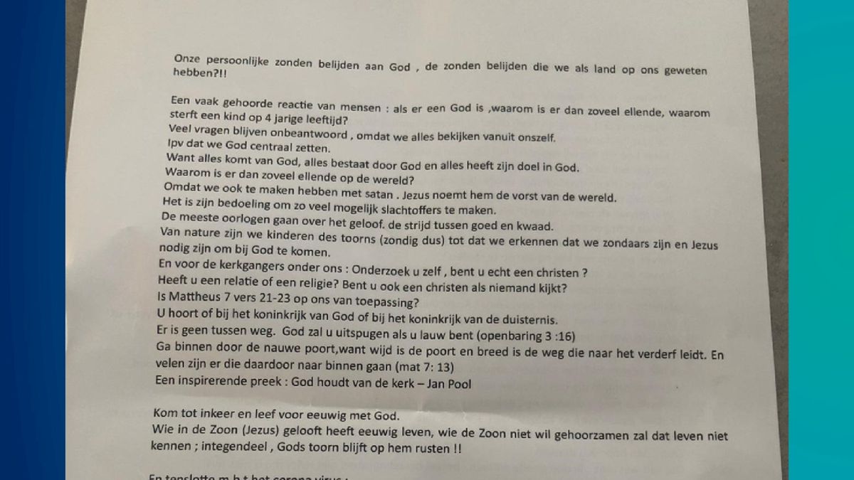 Religieuze 'coronafolder' zet kwaad bloed in Daarlerveen: 'Ze proberen juist in deze bange tijd ziel