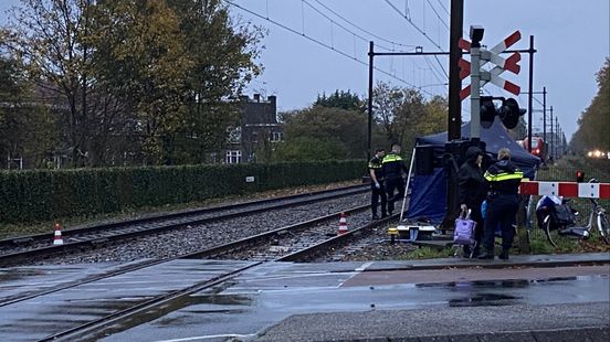 Fietser overlijdt na botsing met trein. Fietser overlijdt na botsing met trein.