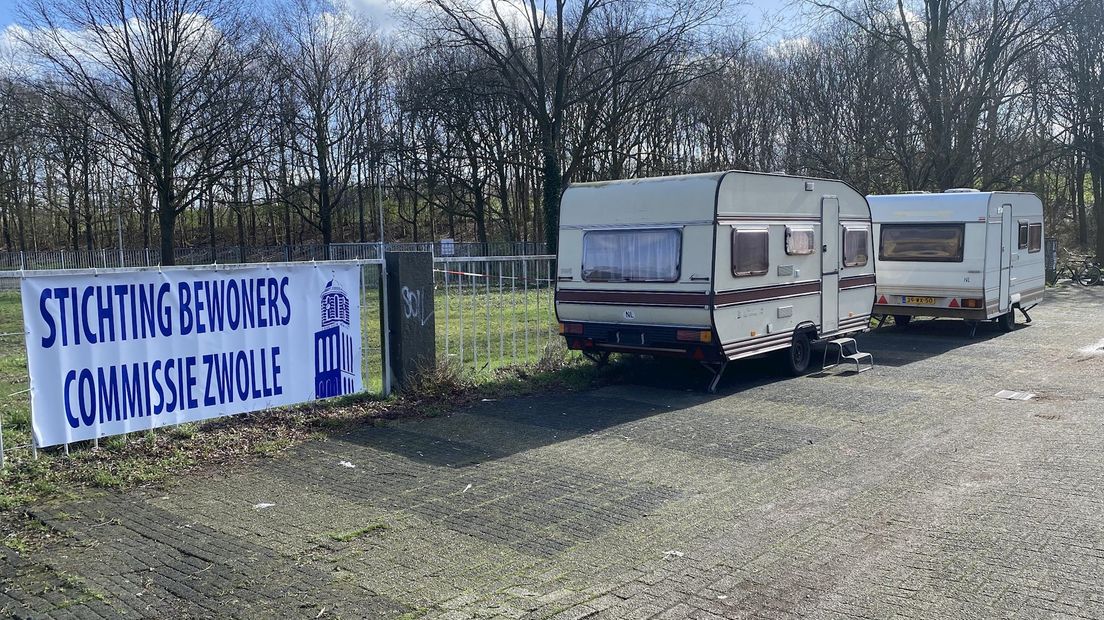 Demonstratieplek woonwagenbewoners aan de Buitengasthuisstraat in Zwolle