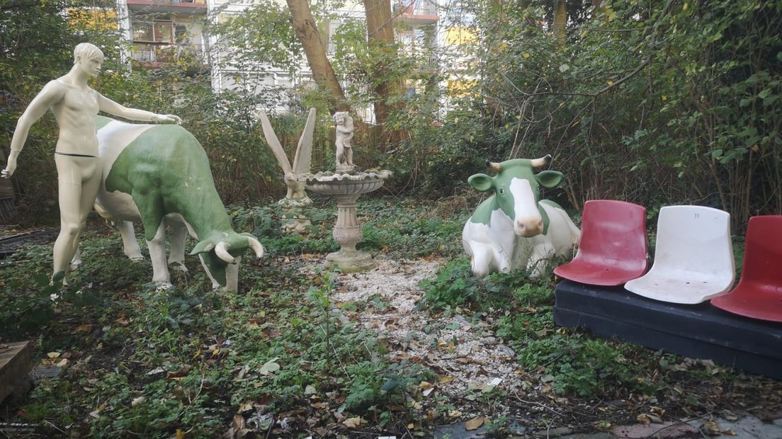 Paul Lissenberg heeft zijn stoelen een plek gegeven in zijn achtertuin.