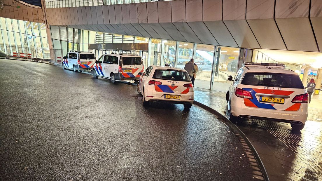 Politiewagens op Arnhem Centraal.