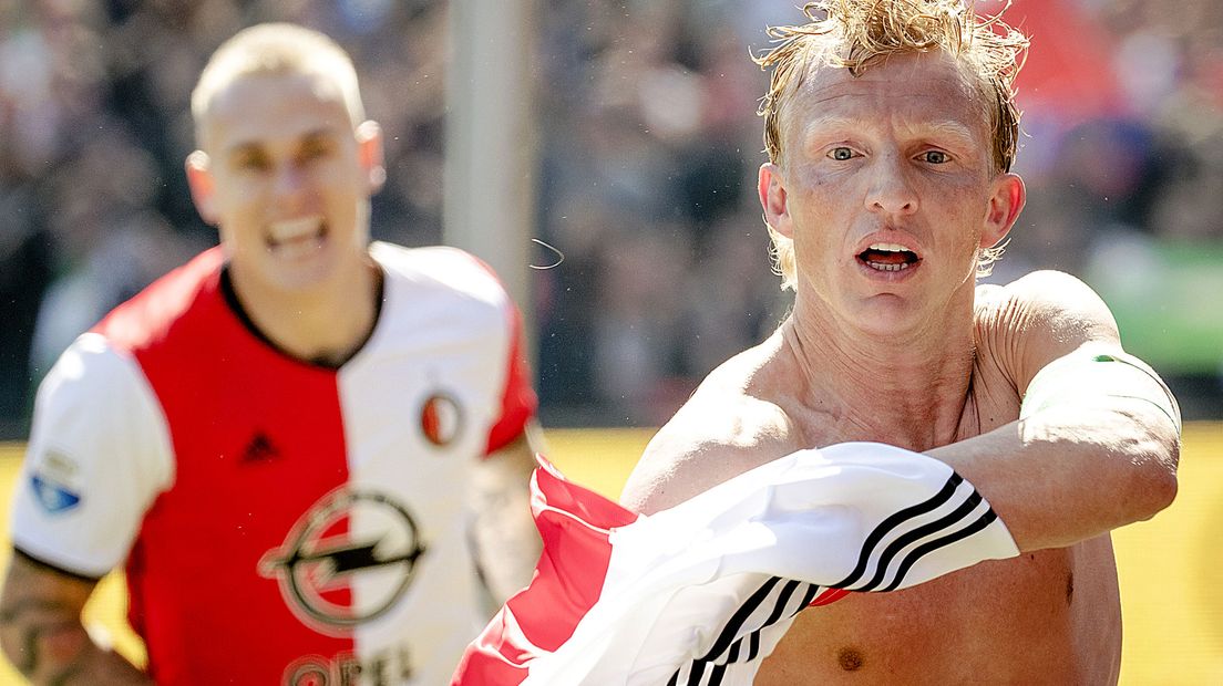 Dirk Kuijt net na de 3-0 tegen Heracles Almelo.