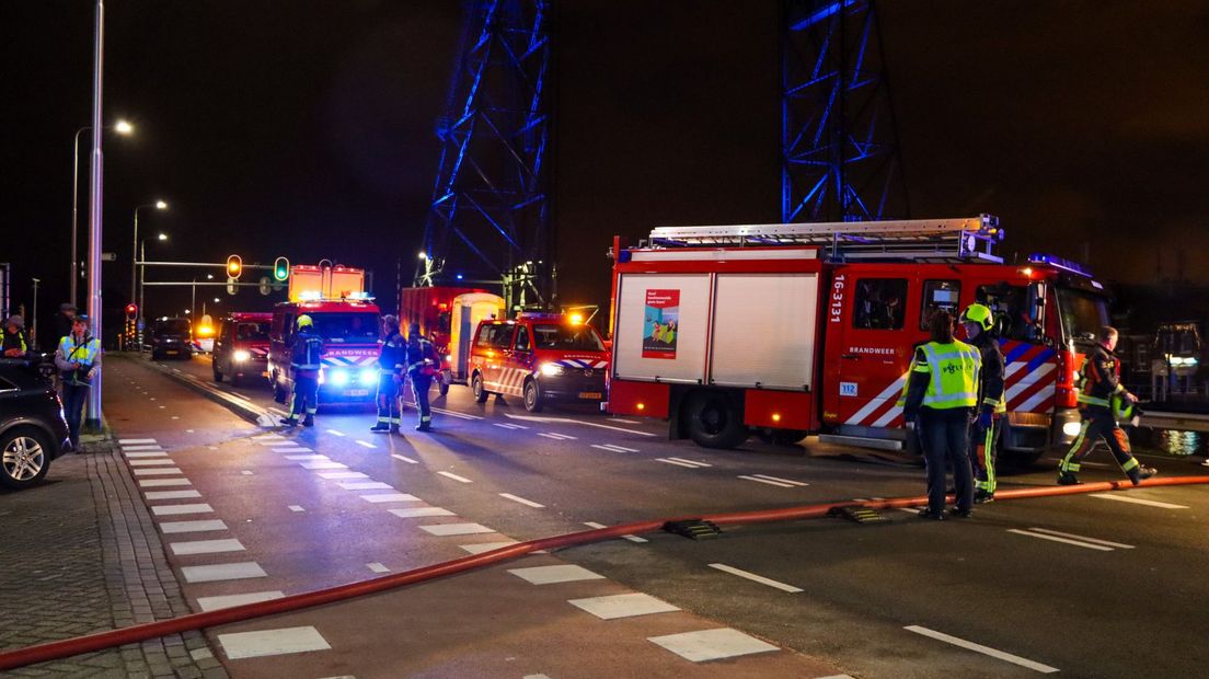 De weg is afgezet