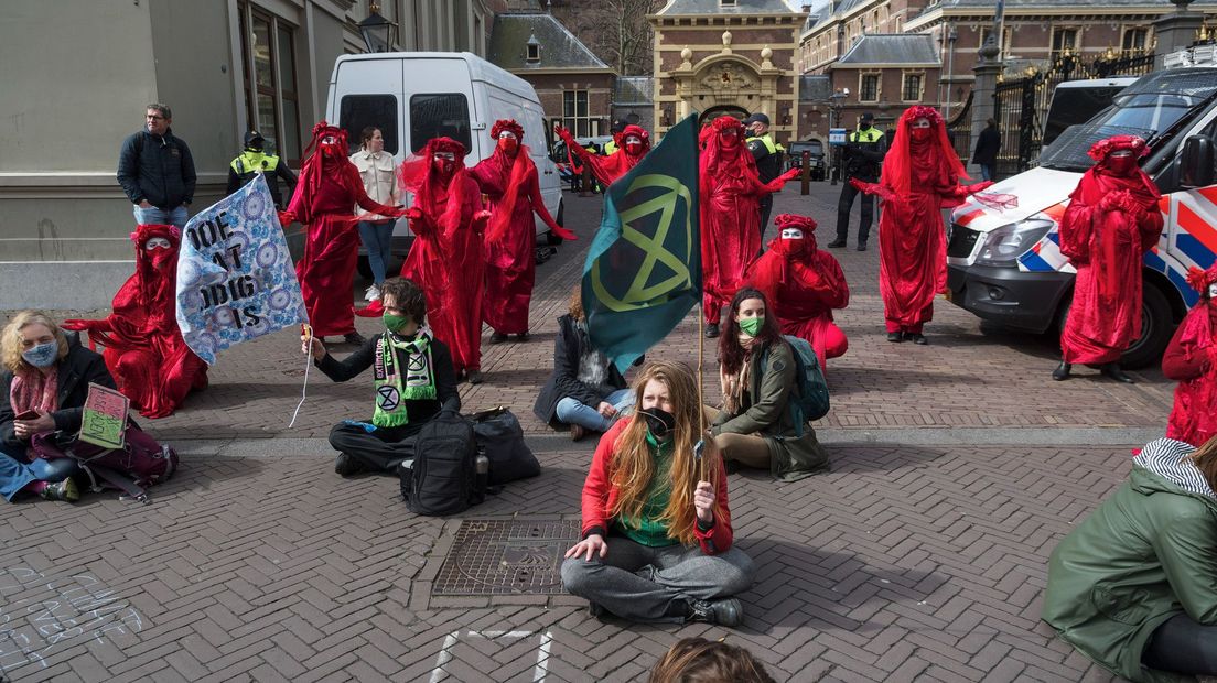 Extinction Rebellion bij een eerdere demonstratie bij het Binnenhof
