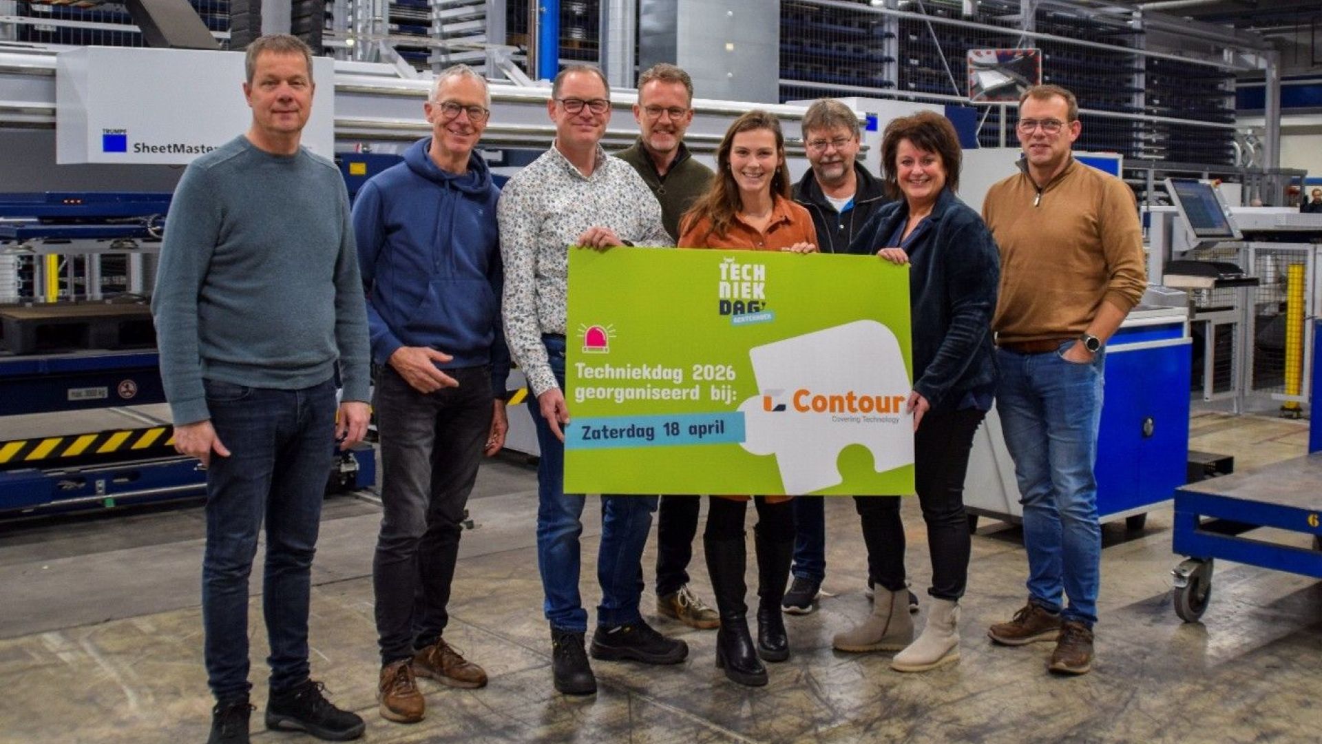 Werkgroepleden Techniekdag Achterhoek met Joris Pierik en Hilkia Elburg van Contour Covering Technology.