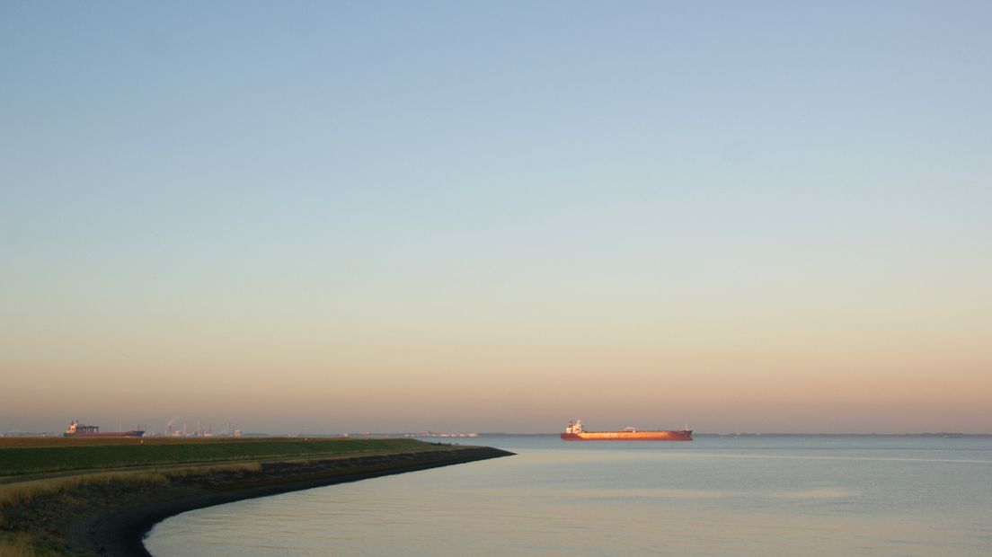 twee schepen varen over de Westerschelde