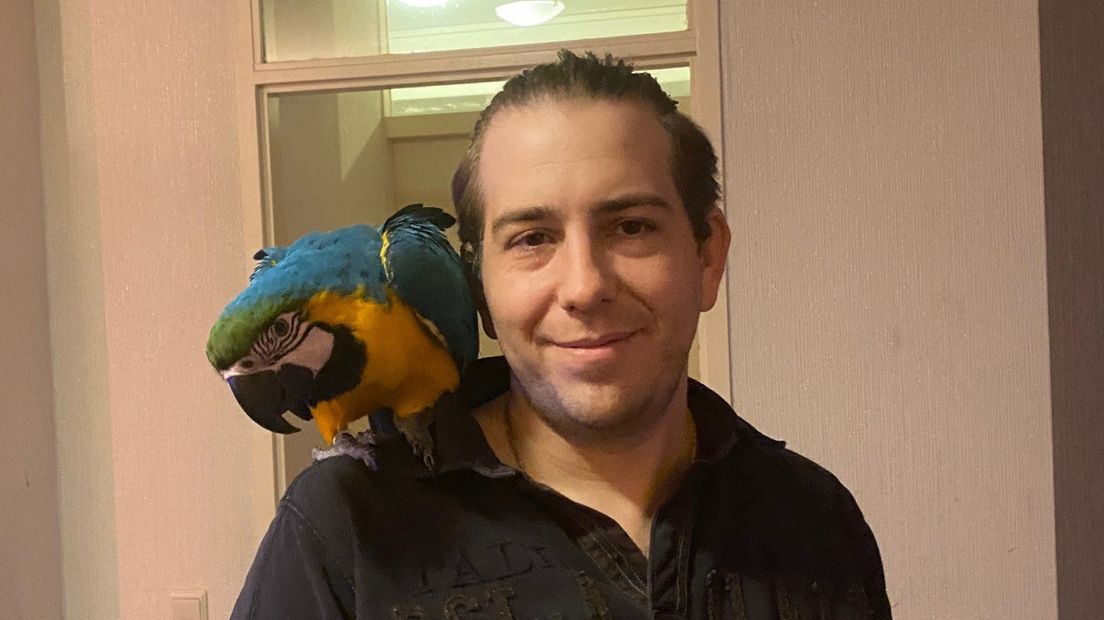 Mark is erg blij dat zijn papegaai Charlie weer thuis is | Eigen foto