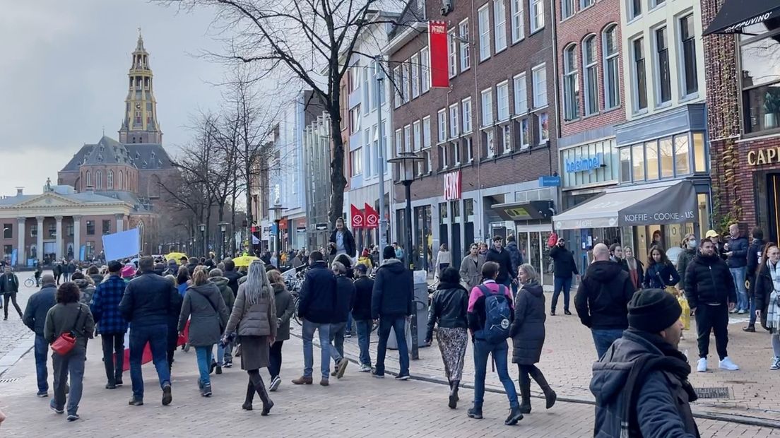 Protestmars tegen het coronabeleid in Stad