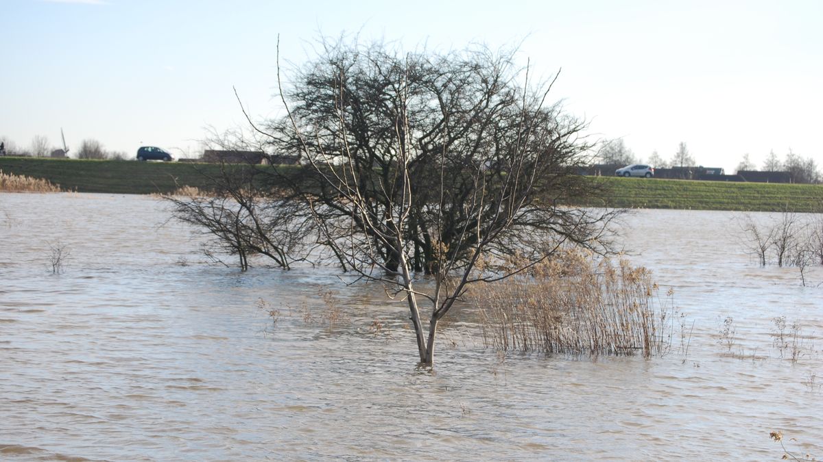 Hoogwaterkering sluit voor hoog water Lek