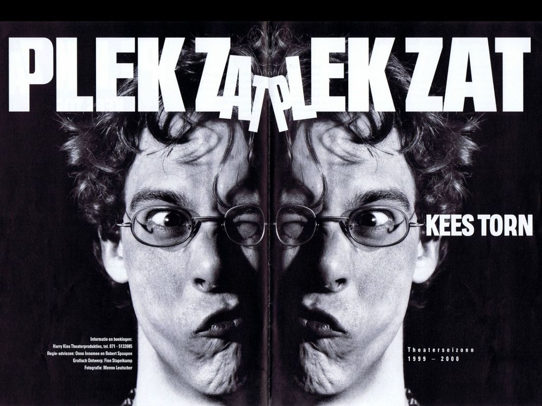 Flyer van het programma 'Plek Zat' van Kees Torn uit 1998.
