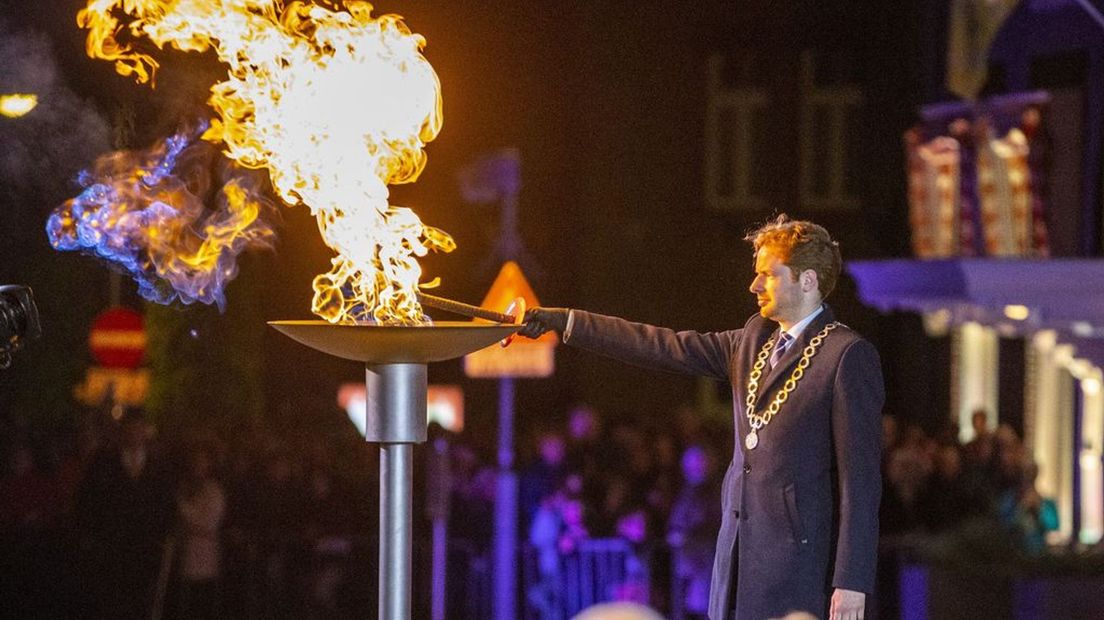 Het bevrijdingsvuur is ontstoken in Wageningen.