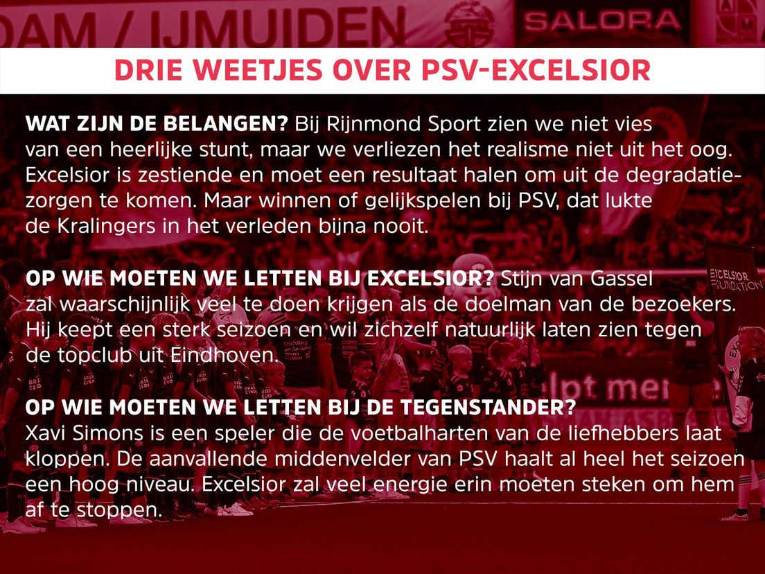 Drie weetjes over PSV-Excelsior