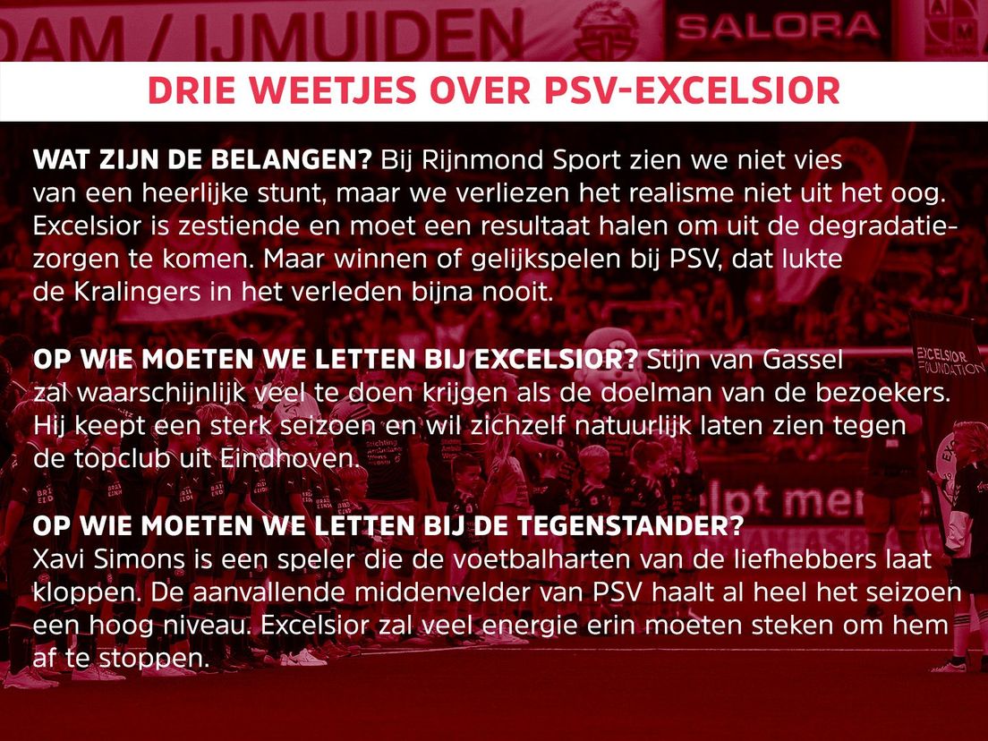 Drie weetjes over PSV-Excelsior