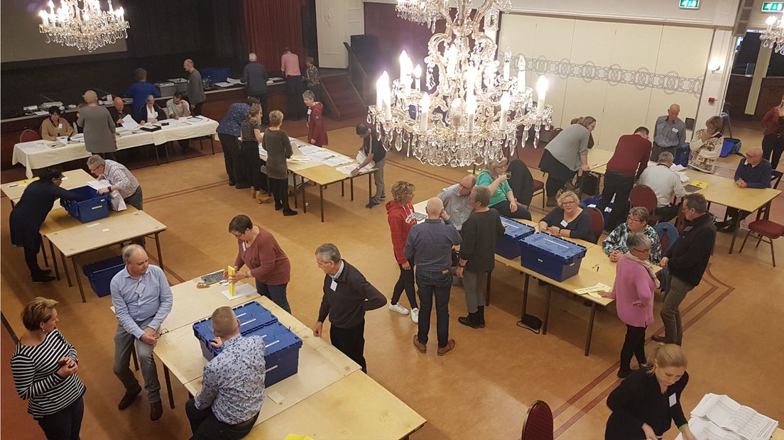 Centraal tellen de dag na de verkiezingen in Het Dak in Leerdam