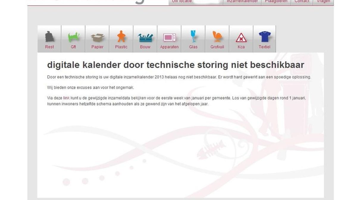Inzamelkalender HVC nog steeds onbereikbaar Rijnmond