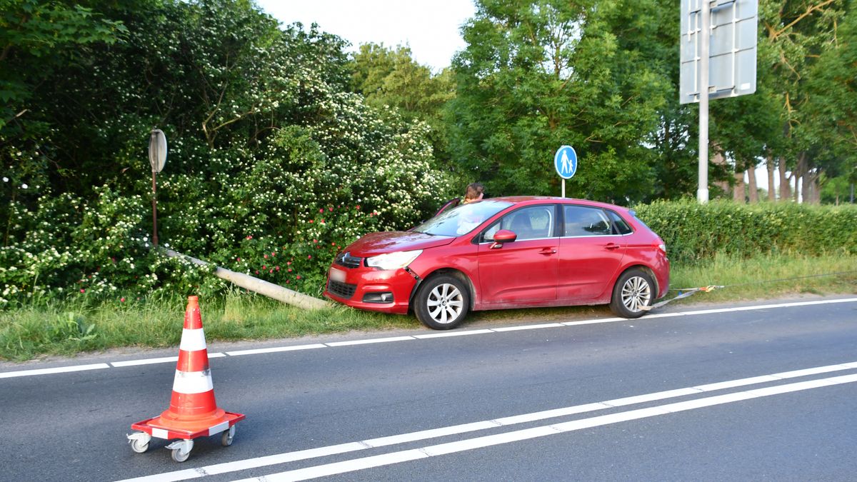 Automobilist wijkt uit voor haas en ramt lantaarnpaal