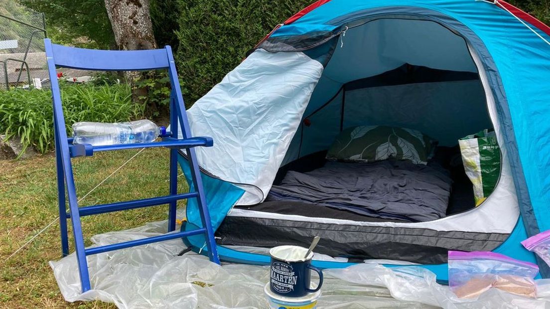 Het tentje van Maarten op camping A la Rencontre du Soleil