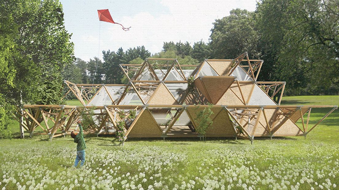 Studenten van de TU Delft ontwerpen een duurzaam paviljoen voor in de paleistuin.