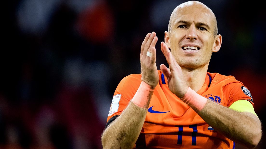 Arjen Robben tijdens zijn laatste wedstrijd als international