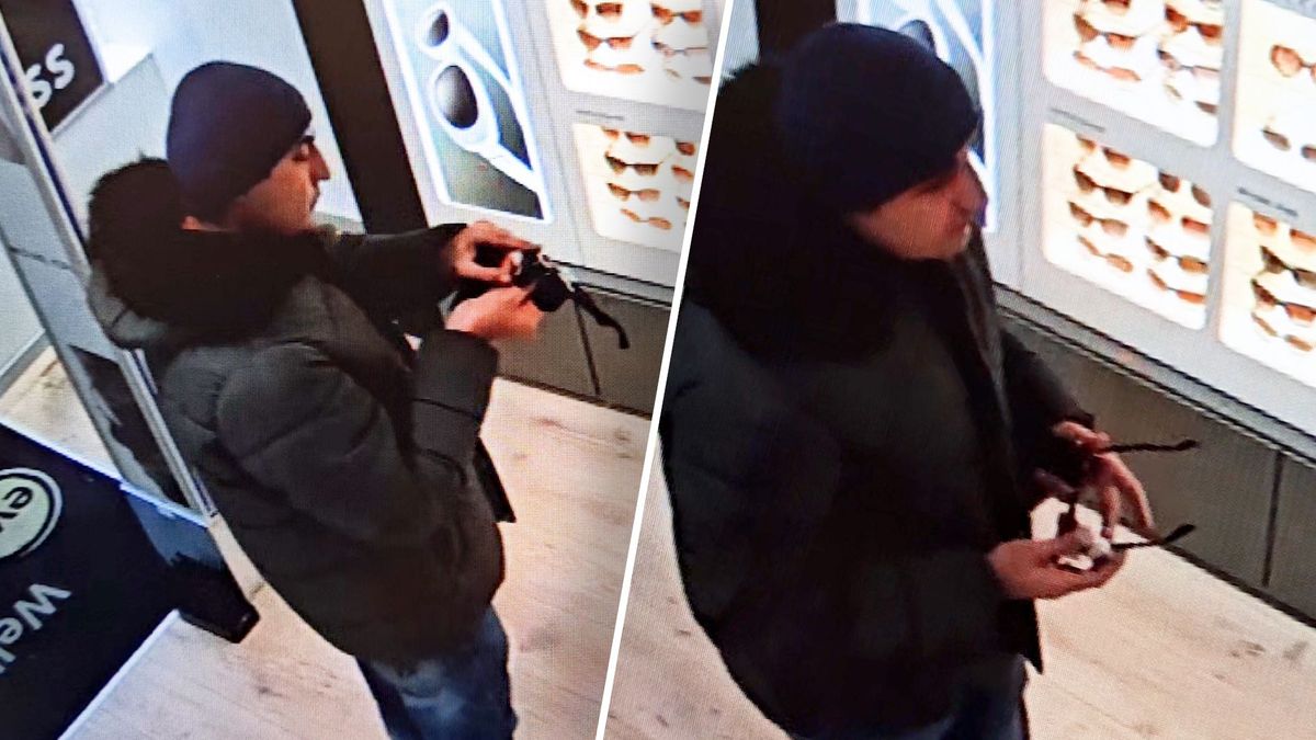 Hij past twee Gucci-zonnebrillen en loopt doodleuk naar buiten