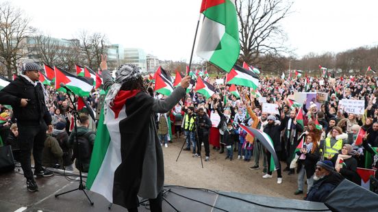 Drukke Palestina-demonstratie in centrum van Den Haag: honderden mensen aanwezig - Omroep West