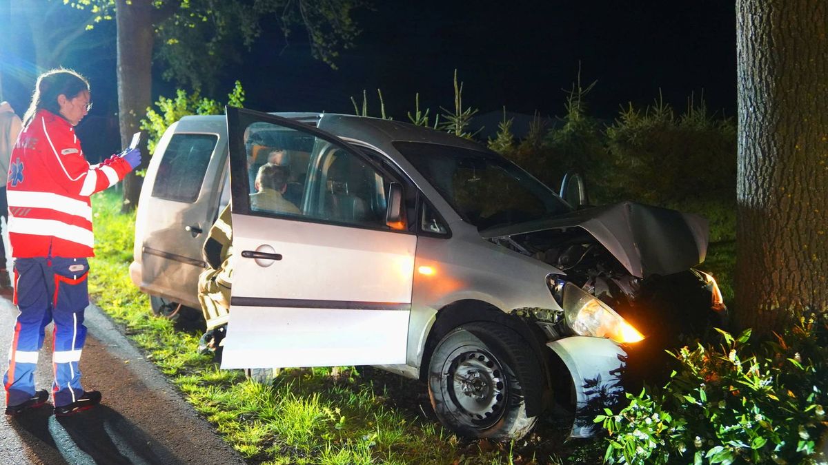 Auto botst tegen boom, twee gewonden