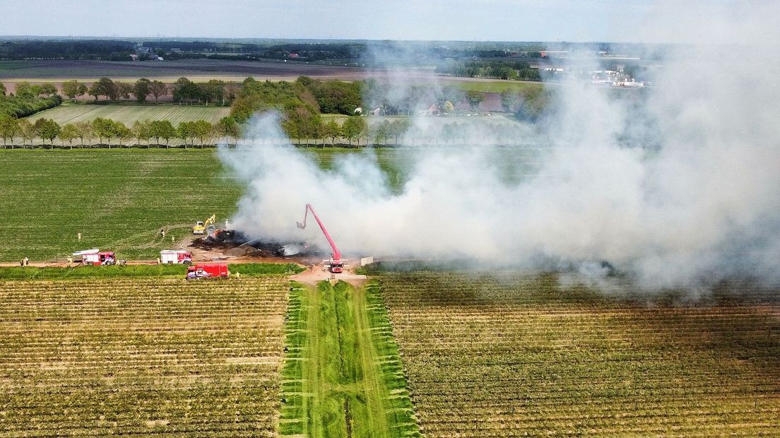De brand is achter een kwekerij