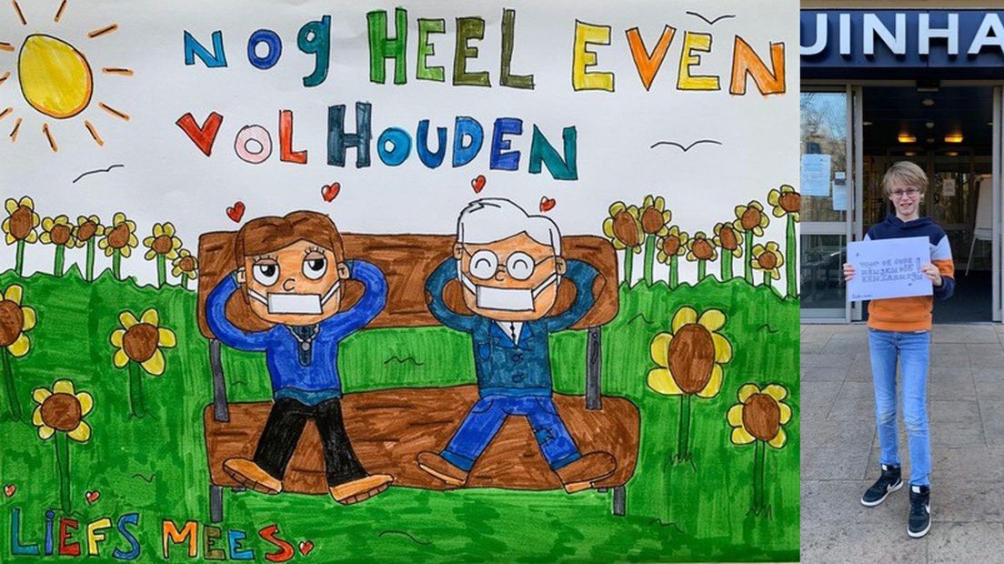 Een tekening van Mees Sidler (rechts)