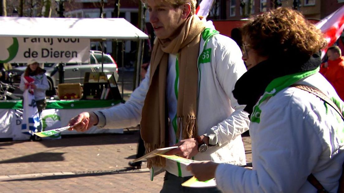 D66 en de Partij voor de Dieren in actie in Ede.