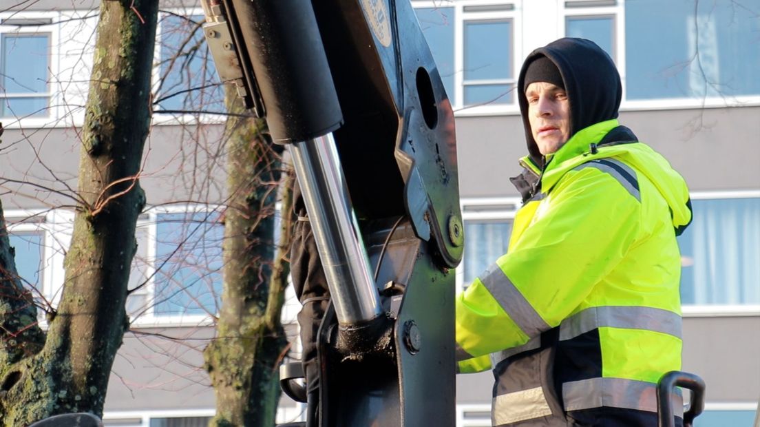 Michael Kinneging vanaf de kraanwagen