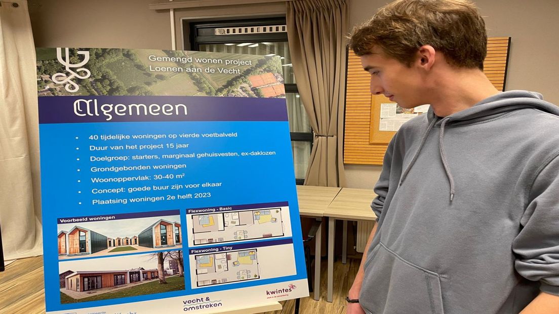 De 20-jarige Tijn uit Loenen bezocht de informatiebijeenkomst over het woonproject.